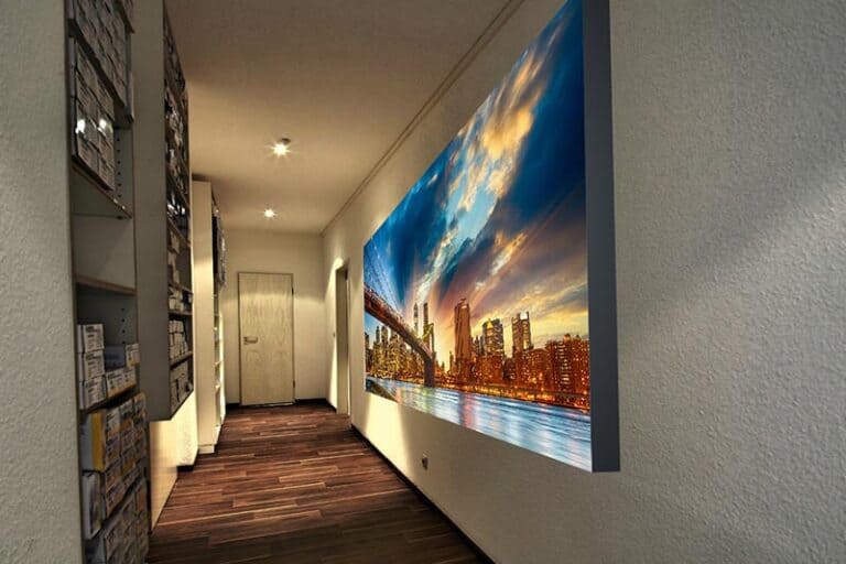 Wandbild mit LED Leuchtwandsystem